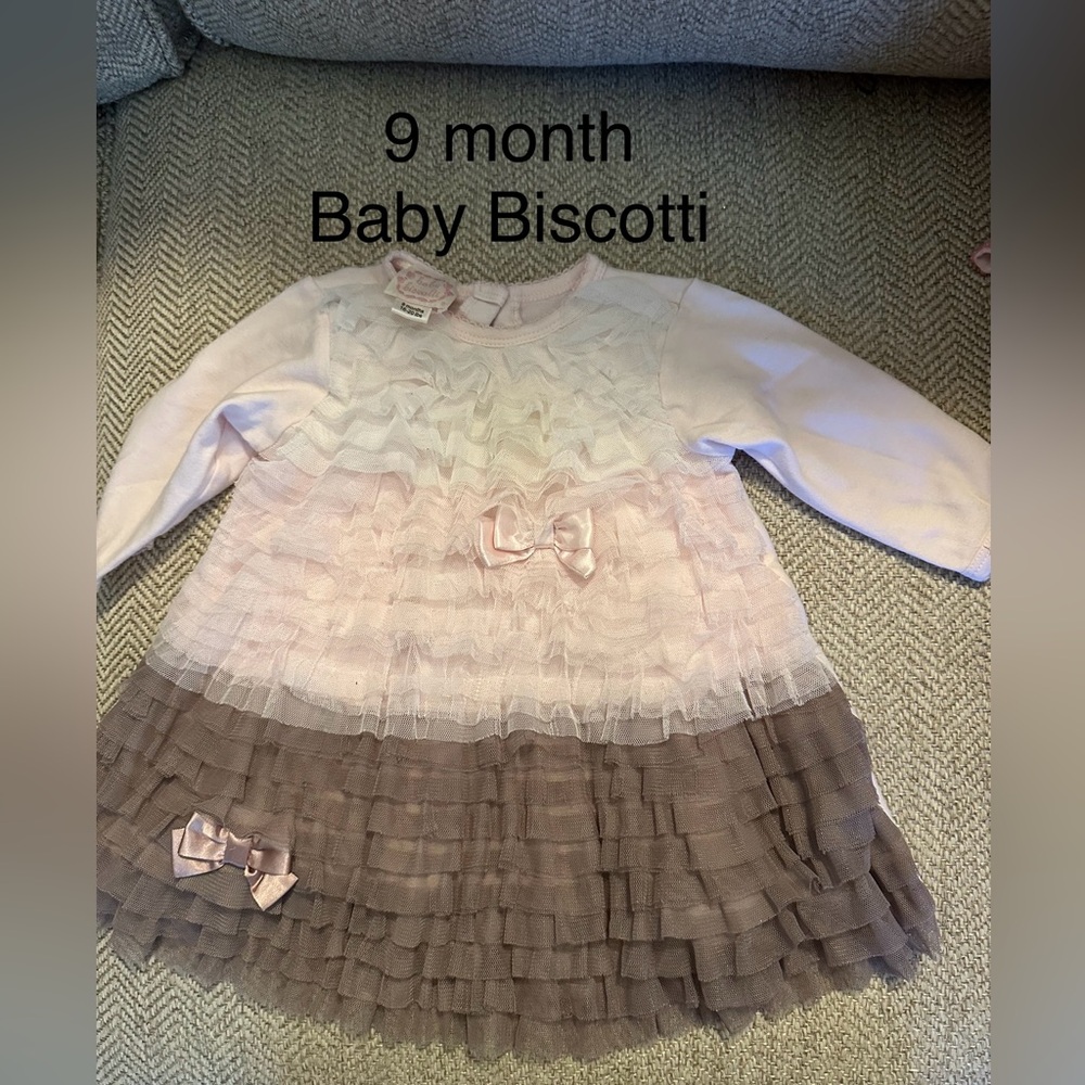 Biscotti Pink and Brown Ruffle Dress with Bows